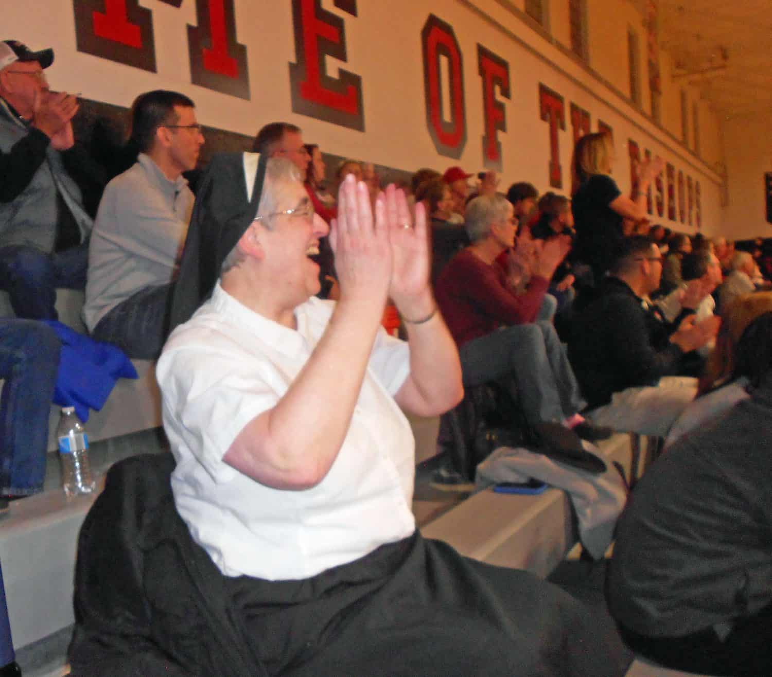 Franciscan Sisters Cheer for Bishop Rosecrans Basketball Team